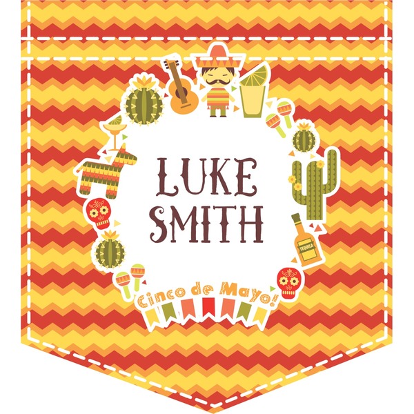 Custom Fiesta - Cinco de Mayo Iron On Faux Pocket (Personalized)