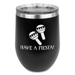 Fiesta - Cinco de Mayo Stemless Stainless Steel Wine Tumbler - Black - Double Sided (Personalized)