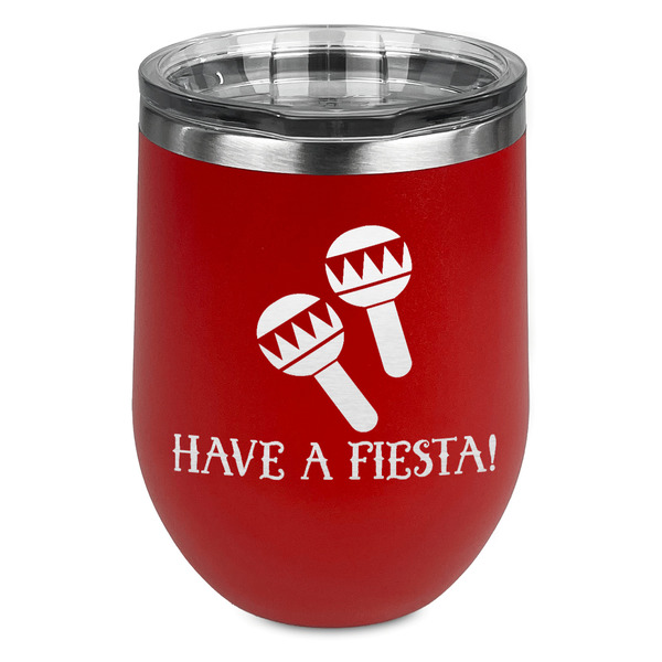 Custom Fiesta - Cinco de Mayo Stemless Stainless Steel Wine Tumbler - Red - Double Sided (Personalized)