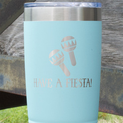 Fiesta - Cinco de Mayo 20 oz Stainless Steel Tumbler - Teal - Double Sided (Personalized)