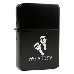 Fiesta - Cinco de Mayo Windproof Lighter - Black - Single Sided & Lid Engraved (Personalized)