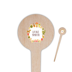 Fiesta - Cinco de Mayo 4" Round Wooden Food Picks - Double Sided (Personalized)
