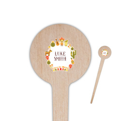 Fiesta - Cinco de Mayo 4" Round Wooden Food Picks - Single Sided (Personalized)