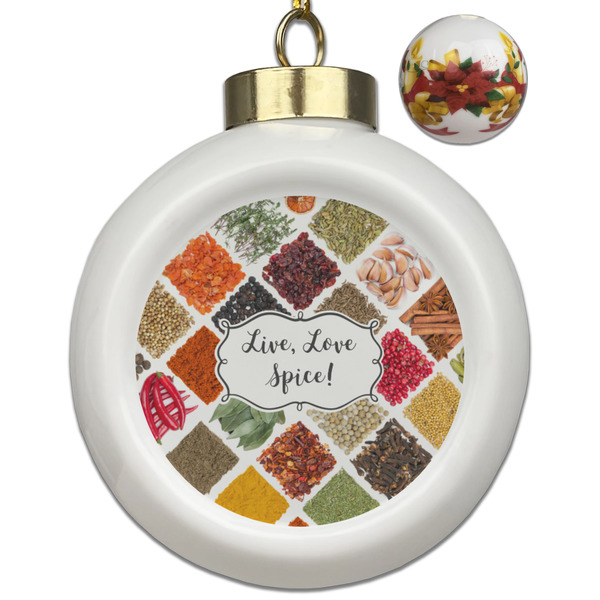 Custom Spices Ceramic Ball Ornaments - Poinsettia Garland