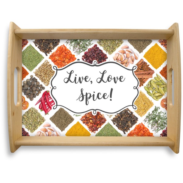 Custom Spices Natural Wooden Tray - Large (Personalized)