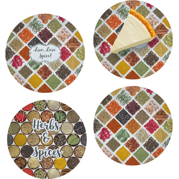 Custom Spices Set of 4 Glass Appetizer / Dessert Plate 8" (Personalized)