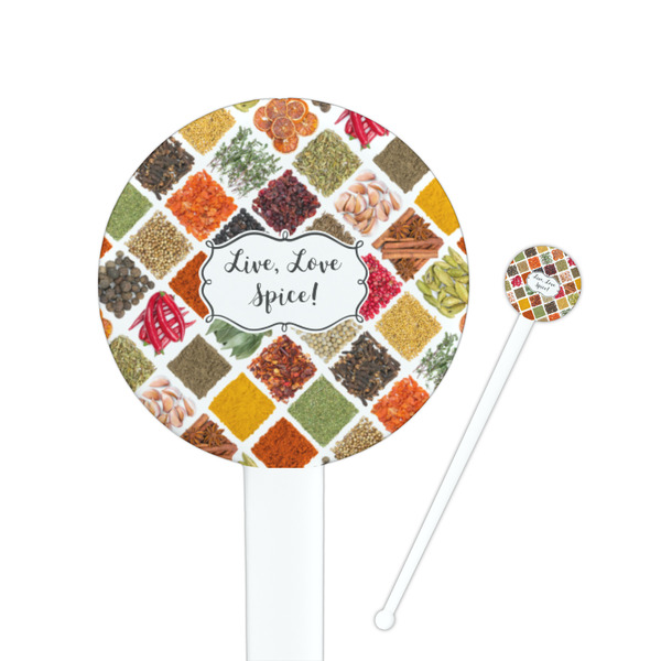 Custom Spices 7" Round Plastic Stir Sticks - White - Single Sided