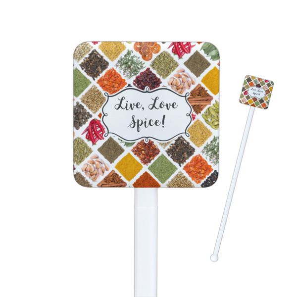 Custom Spices Square Plastic Stir Sticks - Single Sided