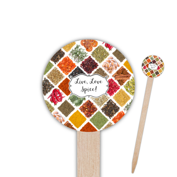 Custom Spices 6" Round Wooden Food Picks - Single Sided