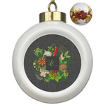 Herbs & Spices Ceramic Ball Ornaments - Poinsettia Garland