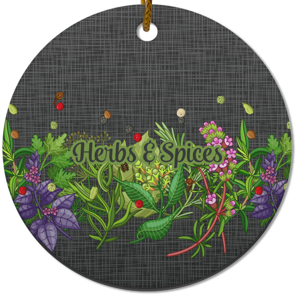 Custom Herbs & Spices Round Ceramic Ornament