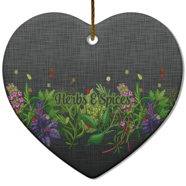 Custom Herbs & Spices Heart Ceramic Ornament