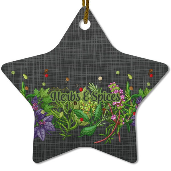 Custom Herbs & Spices Star Ceramic Ornament