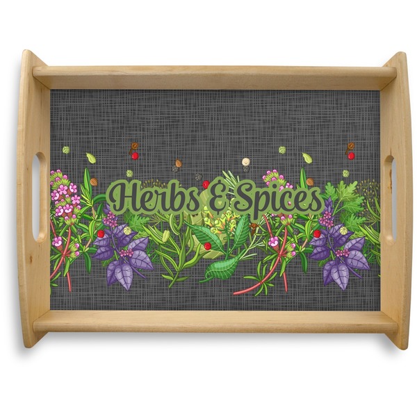 Custom Herbs & Spices Natural Wooden Tray - Large (Personalized)