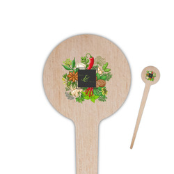 Herbs & Spices 4" Round Wooden Food Picks - Single Sided