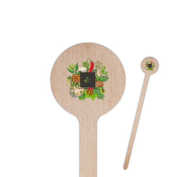 Custom Herbs & Spices 7.5" Round Wooden Stir Sticks - Double Sided