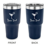 Cocktails 30 oz Stainless Steel Tumbler - Navy - Double Sided (Personalized)