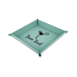 Cocktails Faux Leather Dice Tray - 6" x 6" - Teal (Personalized)