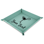 Cocktails Faux Leather Dice Tray - 9" x 9"  - Teal (Personalized)