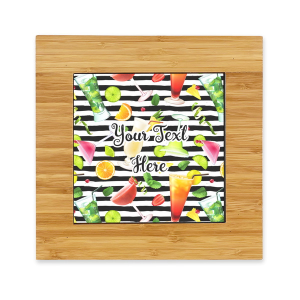 Custom Cocktails Bamboo Trivet with Ceramic Tile Insert (Personalized)