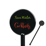 Cocktails 5.5" Round Plastic Stir Sticks - Black - Single Sided