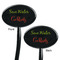 Cocktails Black Plastic 7" Stir Stick - Double Sided - Oval - Front & Back