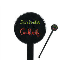 Cocktails 7" Round Plastic Stir Sticks - Black - Single Sided