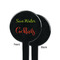 Cocktails Black Plastic 7" Stir Stick - Single Sided - Round - Front & Back