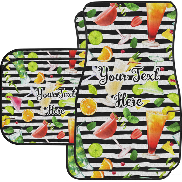 Custom Cocktails Car Floor Mats Set - 2 Front & 2 Back (Personalized)