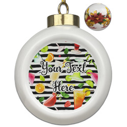 Cocktails Ceramic Ball Ornaments - Poinsettia Garland (Personalized)