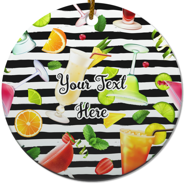 Custom Cocktails Round Ceramic Ornament w/ Name or Text