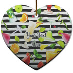 Cocktails Heart Ceramic Ornament w/ Name or Text