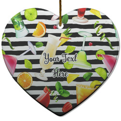 Cocktails Heart Ceramic Ornament w/ Name or Text