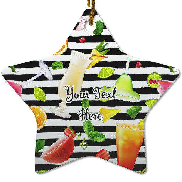 Custom Cocktails Star Ceramic Ornament w/ Name or Text