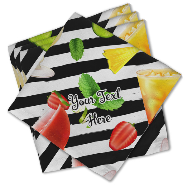 Custom Cocktails Cloth Cocktail Napkins - Set of 4 w/ Name or Text