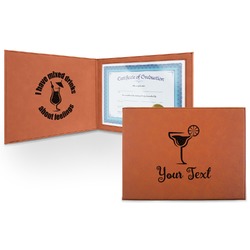Cocktails Leatherette Certificate Holder - Front and Inside (Personalized)