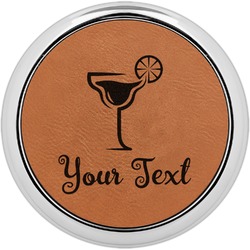 Cocktails Set of 4 Leatherette Round Coasters w/ Silver Edge (Personalized)