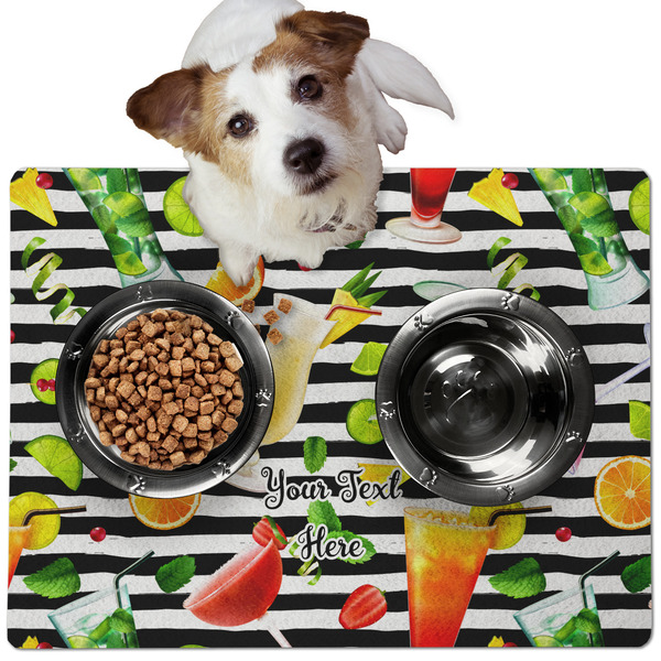 Custom Cocktails Dog Food Mat - Medium w/ Name or Text