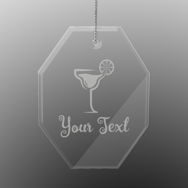 Custom Cocktails Engraved Glass Ornament - Octagon (Personalized)