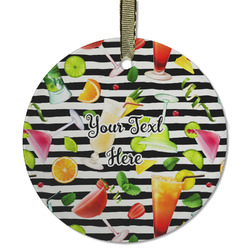 Cocktails Flat Glass Ornament - Round w/ Name or Text