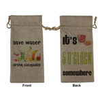 Cocktails Large Burlap Gift Bag - Front & Back