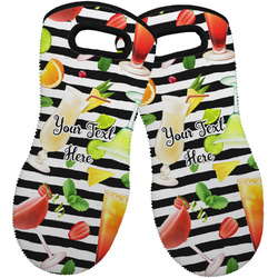 Cocktails Neoprene Oven Mitts - Set of 2 w/ Name or Text