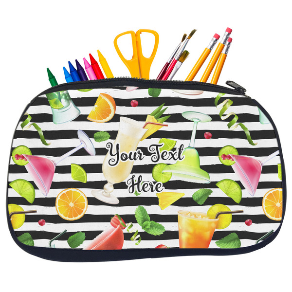 Custom Cocktails Neoprene Pencil Case - Medium w/ Name or Text