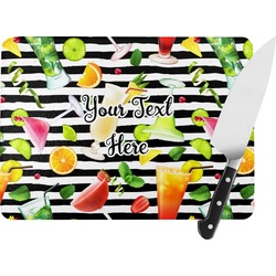 Cocktails Rectangular Glass Cutting Board - Large - 15.25"x11.25" w/ Name or Text