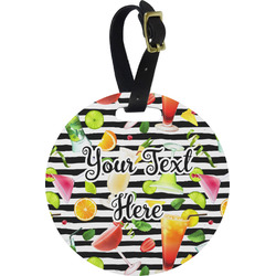 Cocktails Plastic Luggage Tag - Round (Personalized)