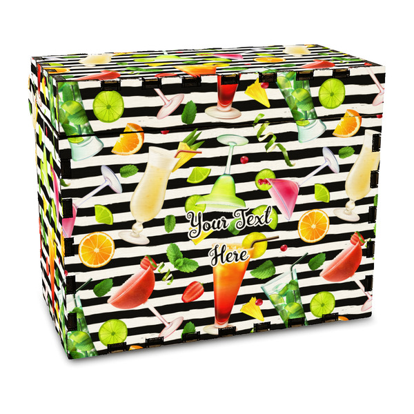 Custom Cocktails Wood Recipe Box - Full Color Print (Personalized)