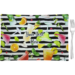 Cocktails Rectangular Glass Appetizer / Dessert Plate - Single or Set (Personalized)