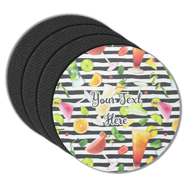 Custom Cocktails Round Rubber Backed Coasters - Set of 4 (Personalized)