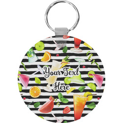 Cocktails Round Plastic Keychain (Personalized)