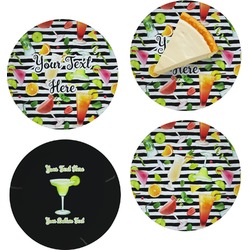 Cocktails Set of 4 Glass Appetizer / Dessert Plate 8" (Personalized)
